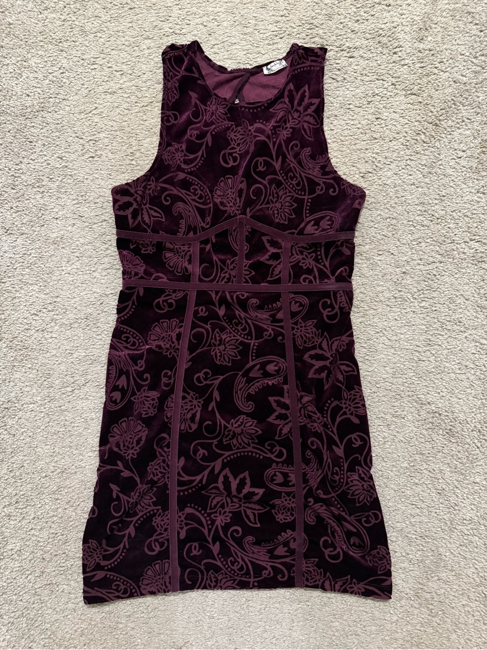 Free People Plum Velvet Burnout Mini Dress - Picture 4 of 7